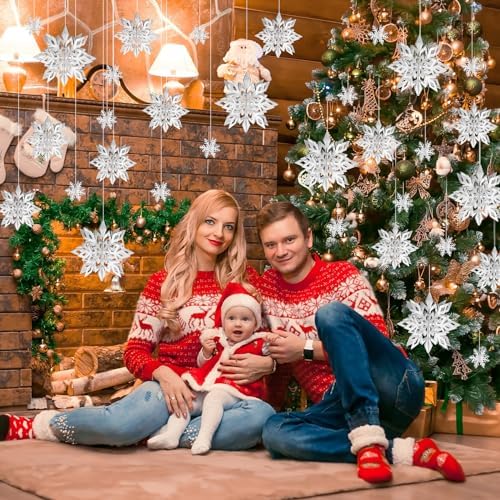 24PCS Hanging Snowflake Decorations Winter Wonderland Party Supplies