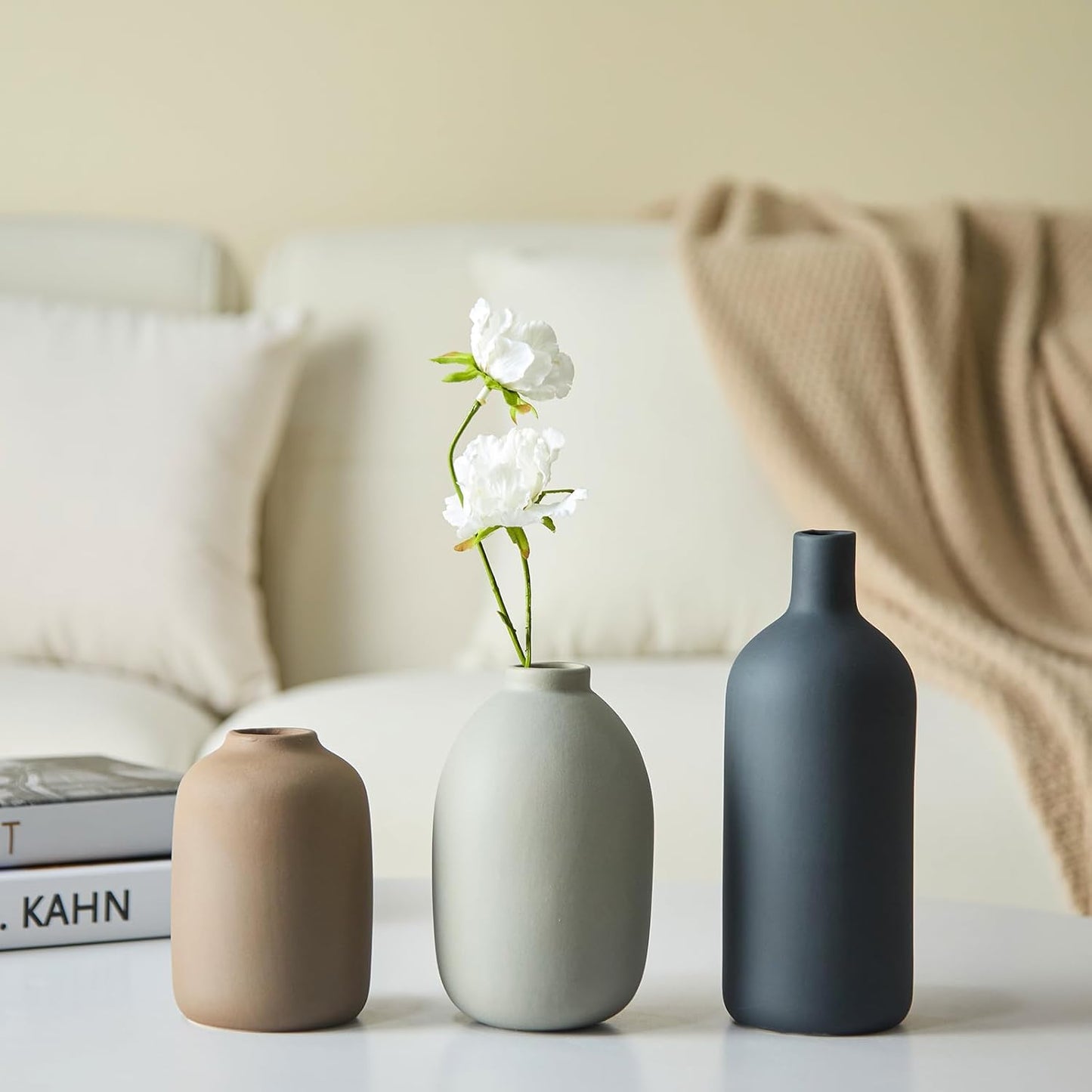 Ceramic Vase / Modern Vases for Bouquet Pampas Grass Dried Fresh Flowers / Neutral / Set of 3