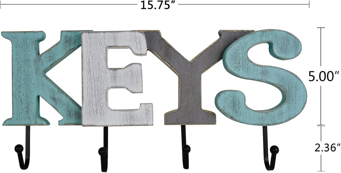 Hanger Hooks Cutout Wooden Word Sign Hanging Ornament Decorative / KEYS