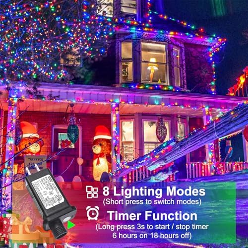 Multicolor Christmas Lights Outdoor, 100FT 300 LED Christmas Tree Lights