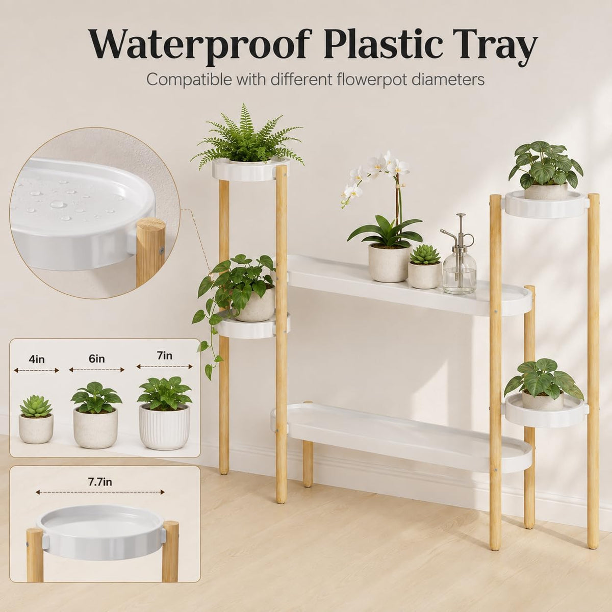 APRTAT Bamboo Plant Stand Indoor, 2-Tier Plant Holder for Multiple Plants | Natural Bamboo Holds Multiple Plants Stable
