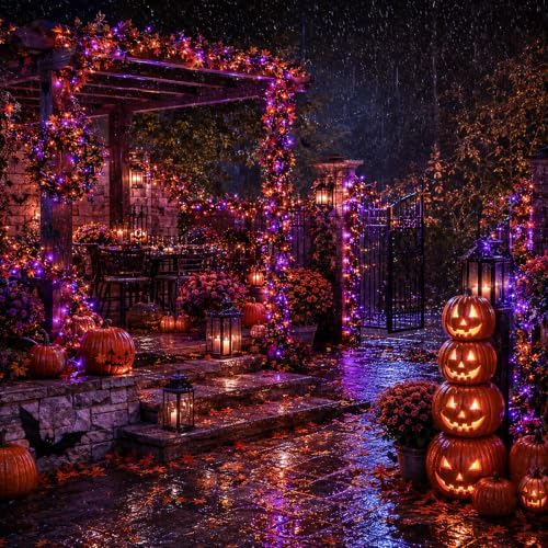 Nisocy 100FT Purple and Orange Halloween String Lights