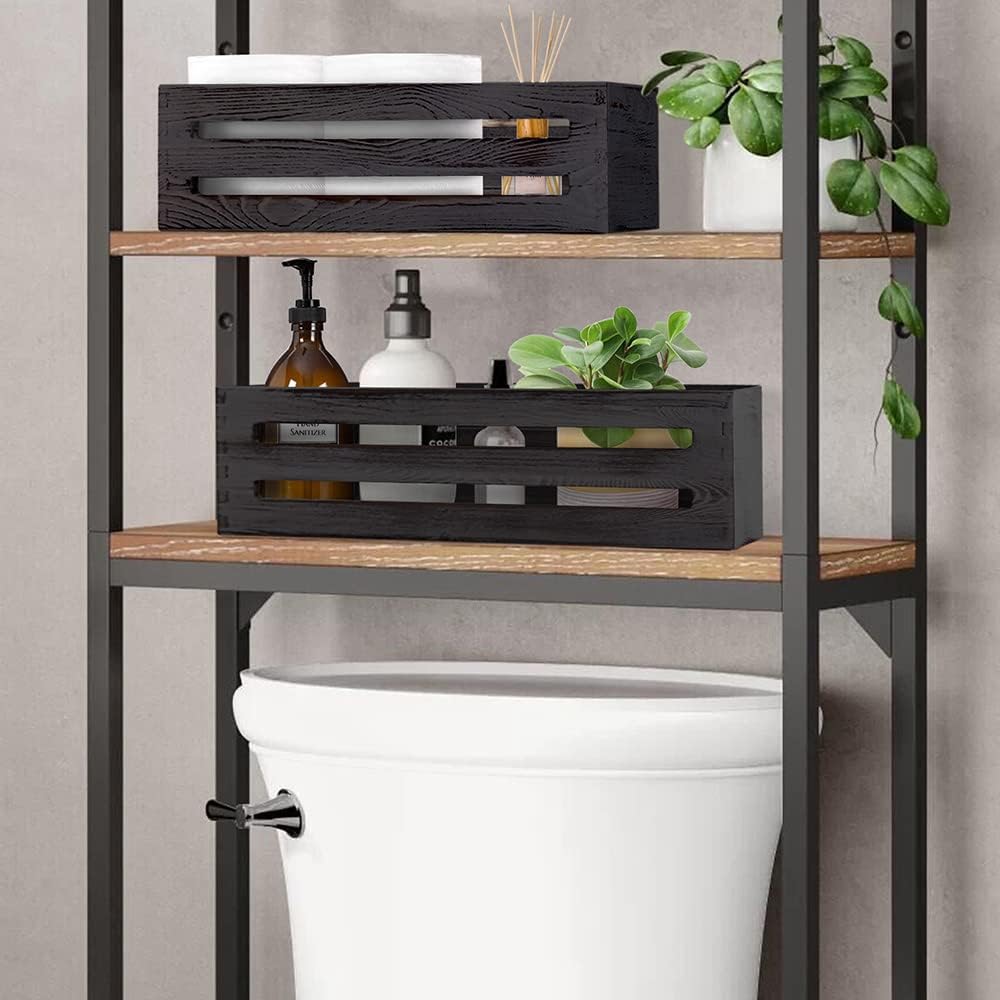 Wooden Toilet Paper Holder / Black / Set of 2