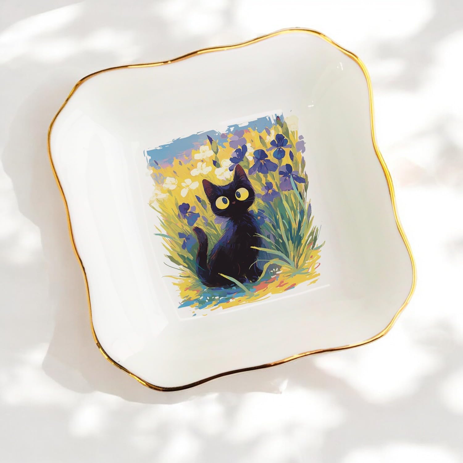 Van Gogh Cat Jewelry Dish/Cat Trinket/Gifts for Cat Lovers/Personalized Gifts Van Gogh / Black Cat