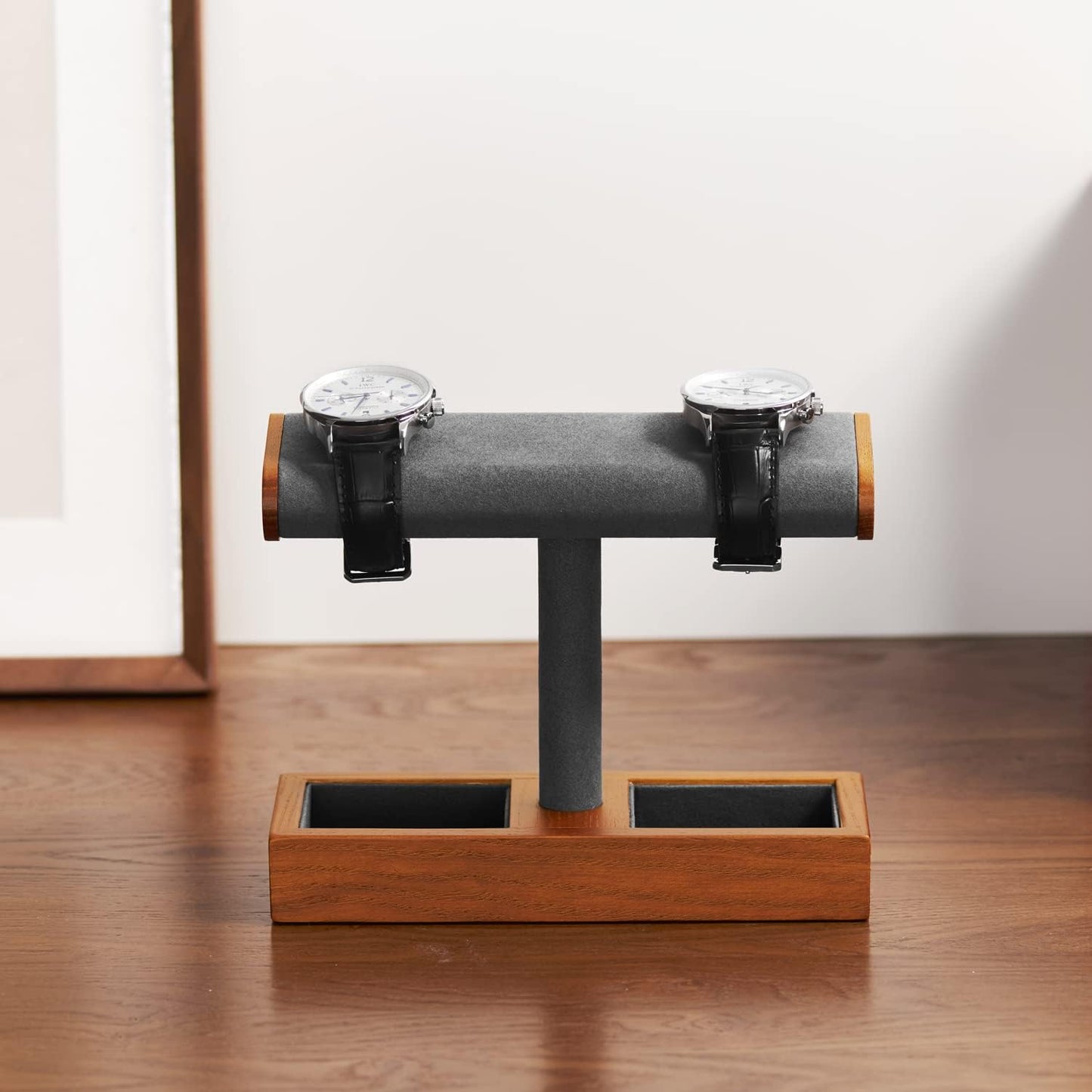 Oirlv Solid Wood Watch Stand,Watch Display Holder for Men(Grey) | Watch Organizer Gift for Husband/Father,Keep Watches
