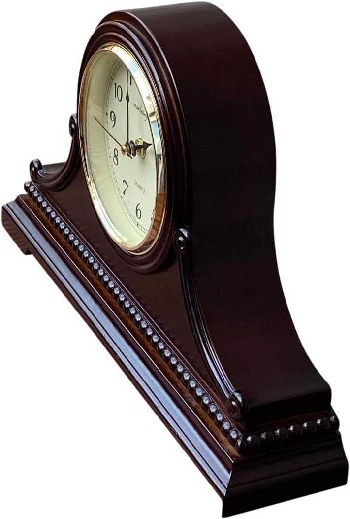 Mantel Clocks, Battery Operated, Silent Wood Table Clock with Westminster Chimes On The Hour, Solid Wooden Shelf