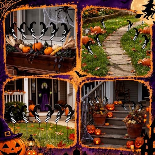 6 Pcs Halloween Witch Legs Garden Stake Wicked Outdoor Decoration