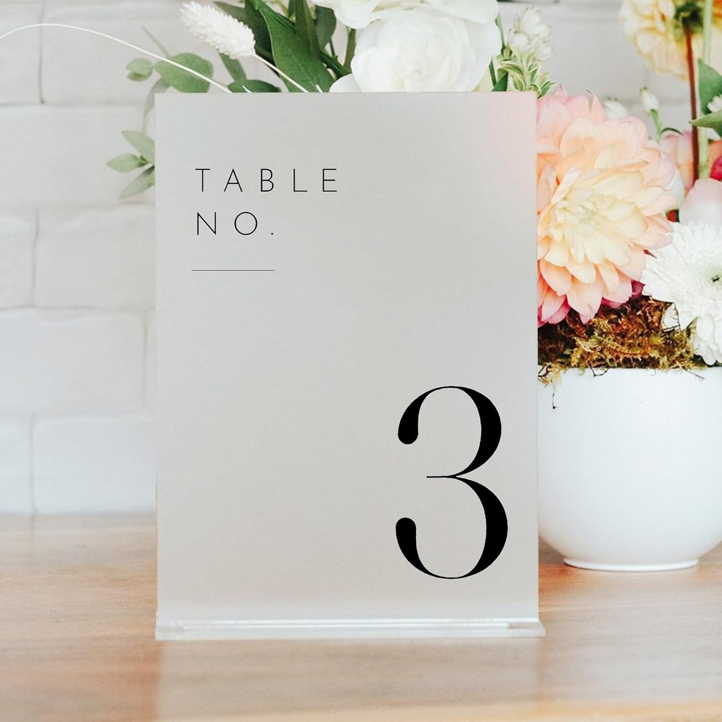 Frosted Wedding Table Numbers 1-10 with Stands | 5"x7" Frosted Acrylic Table Numbers, Perfect for Wedding Reception