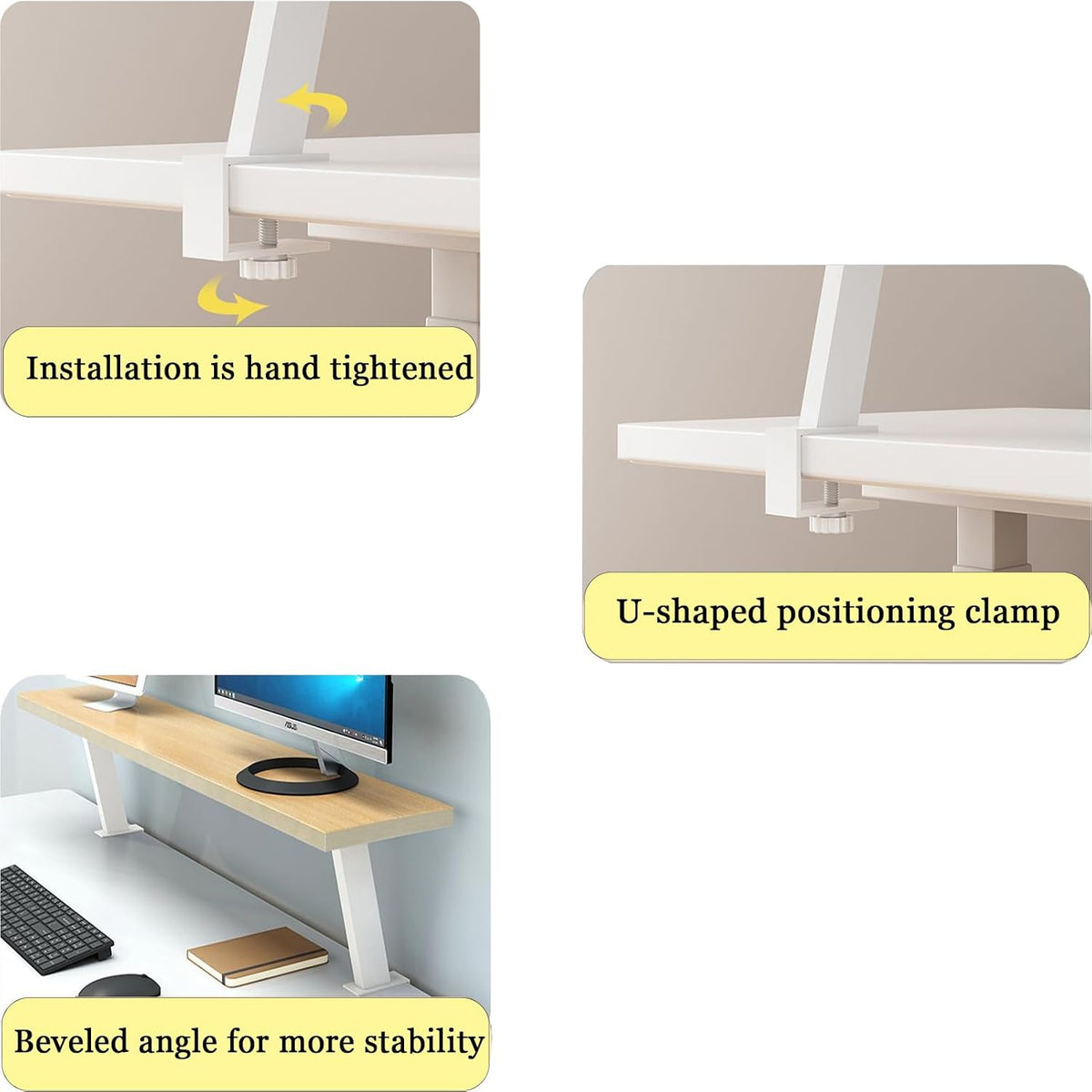 39.4x7.8 in Clamp on Desk Shelf, Adjustable Floating Desks Shelf Space Saving Desktop Extender Storage Organizer for