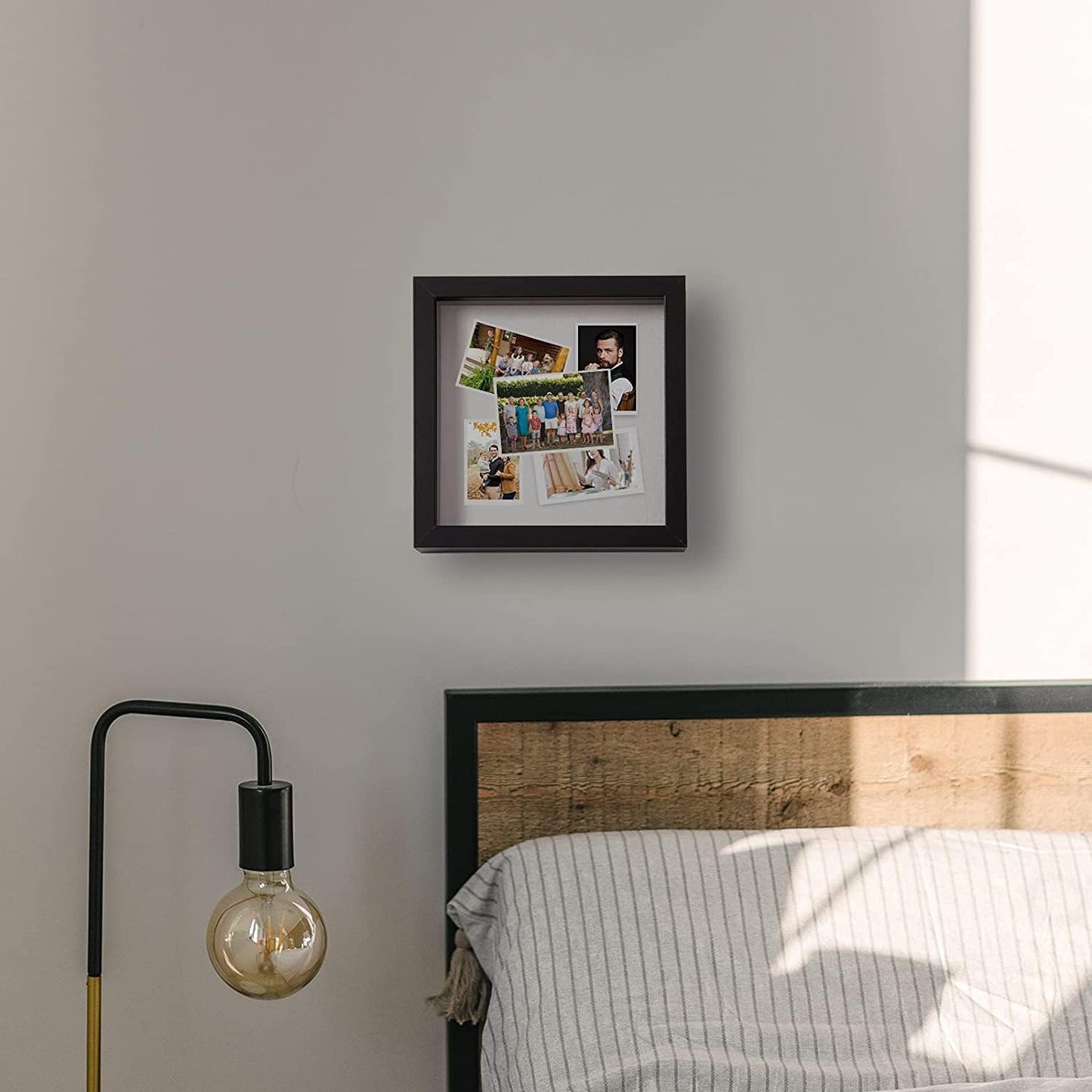 Elegant Deep Wood Shadow Box Frames - Set of 3 Black 10x10 Inch Display Cases with Real Glass and Linen Backboard