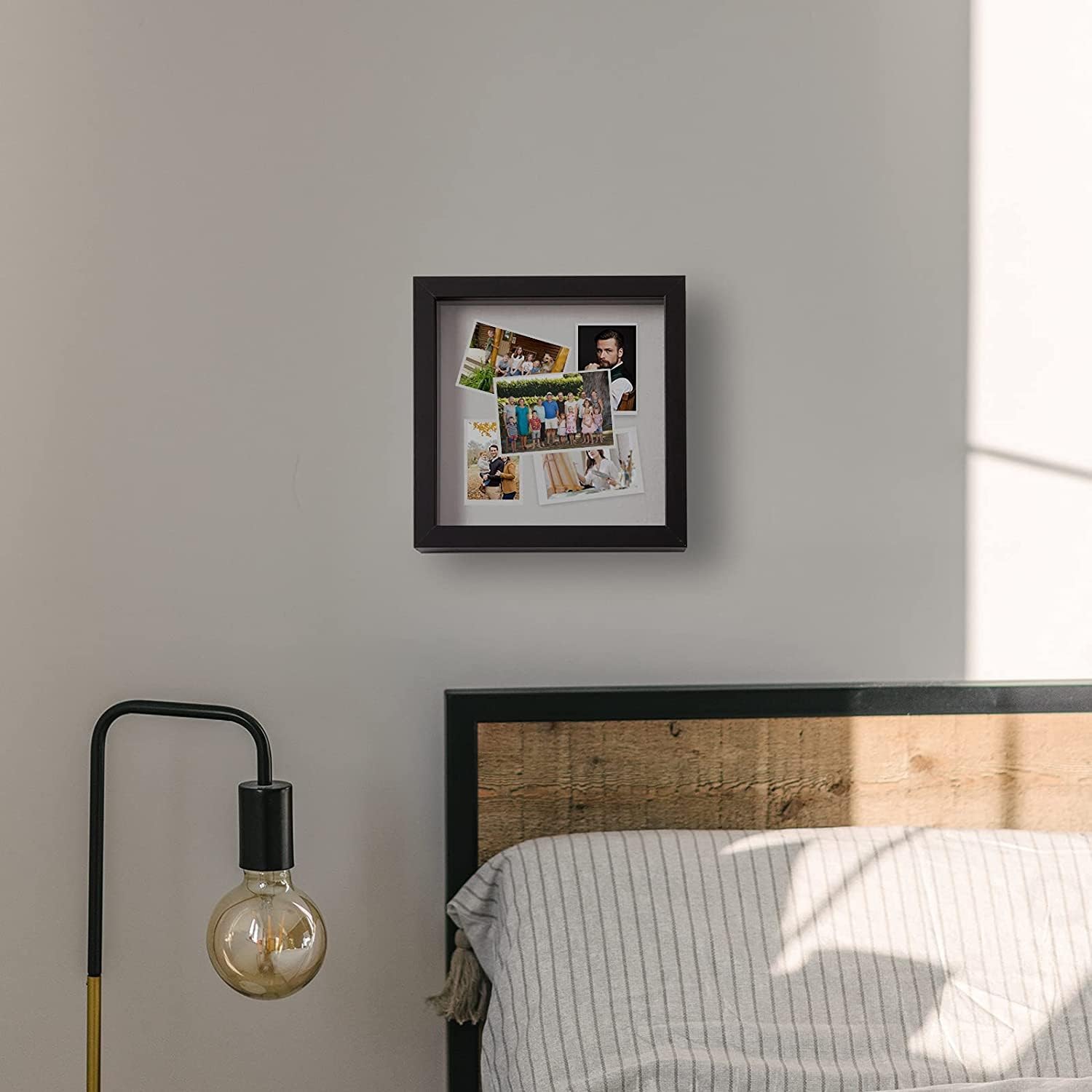 Elegant Deep Wood Shadow Box Frames - Set of 3 Black 10x10 Inch Display Cases with Real Glass and Linen Backboard