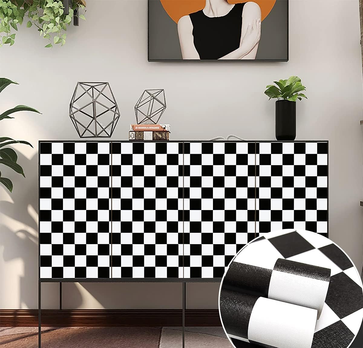 17.7''x197'' and White Peel and Stick Wallpaper Self Adhesive Removable Contact / 17.7 x 197 / Black