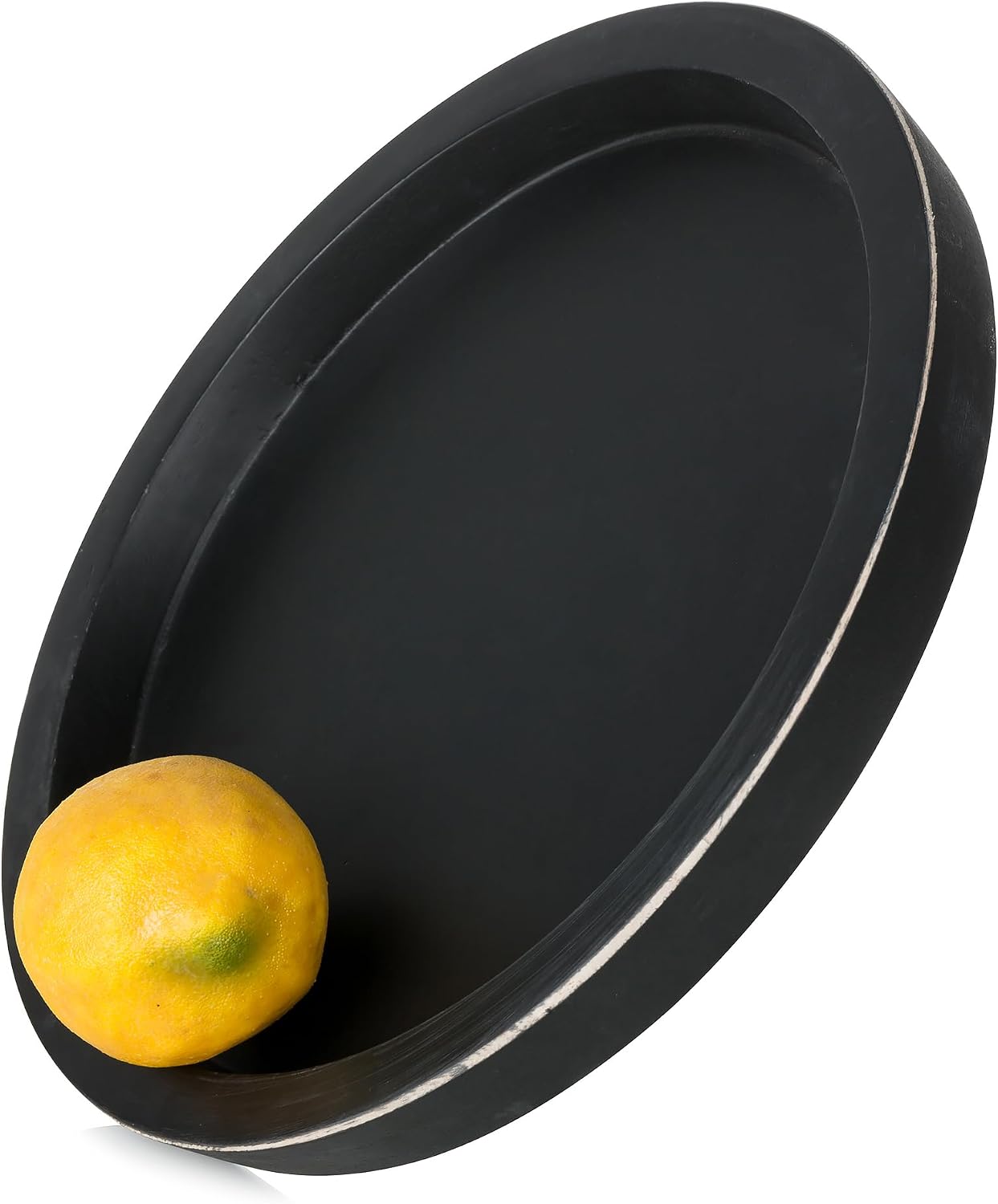 Round Wood Decorative Candle Plate / Black