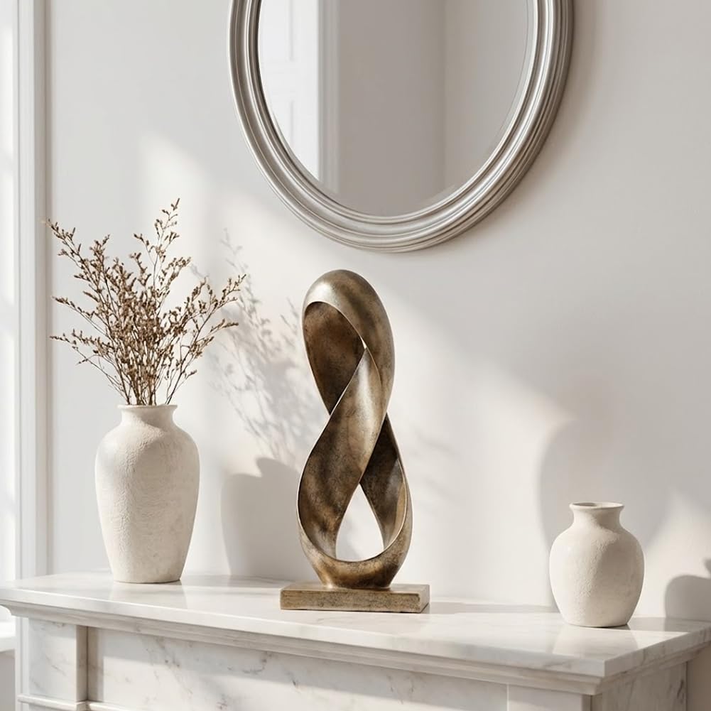Large Knot Decor Statue Tall / Bronze / 14.6 Inch