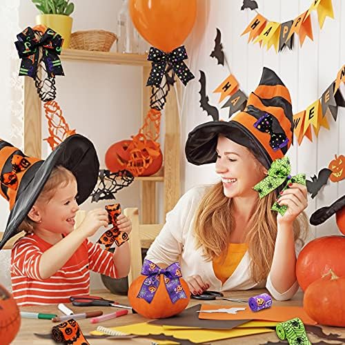 Chuangdi 6 Rolls 30 Yards Halloween Wired Ribbon, 2.5 Inch Wide