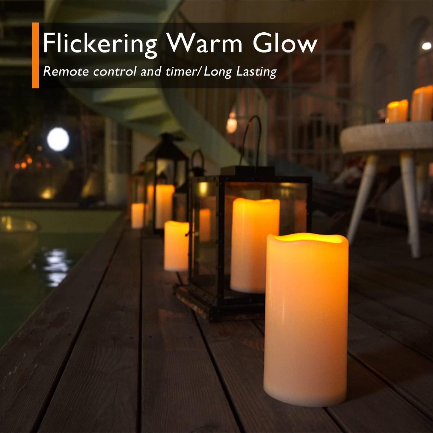 Homemory 10" x 4" Large Waterproof Outdoor Flameless Candles with Remote Control and Timer, Battery Operated Flickering