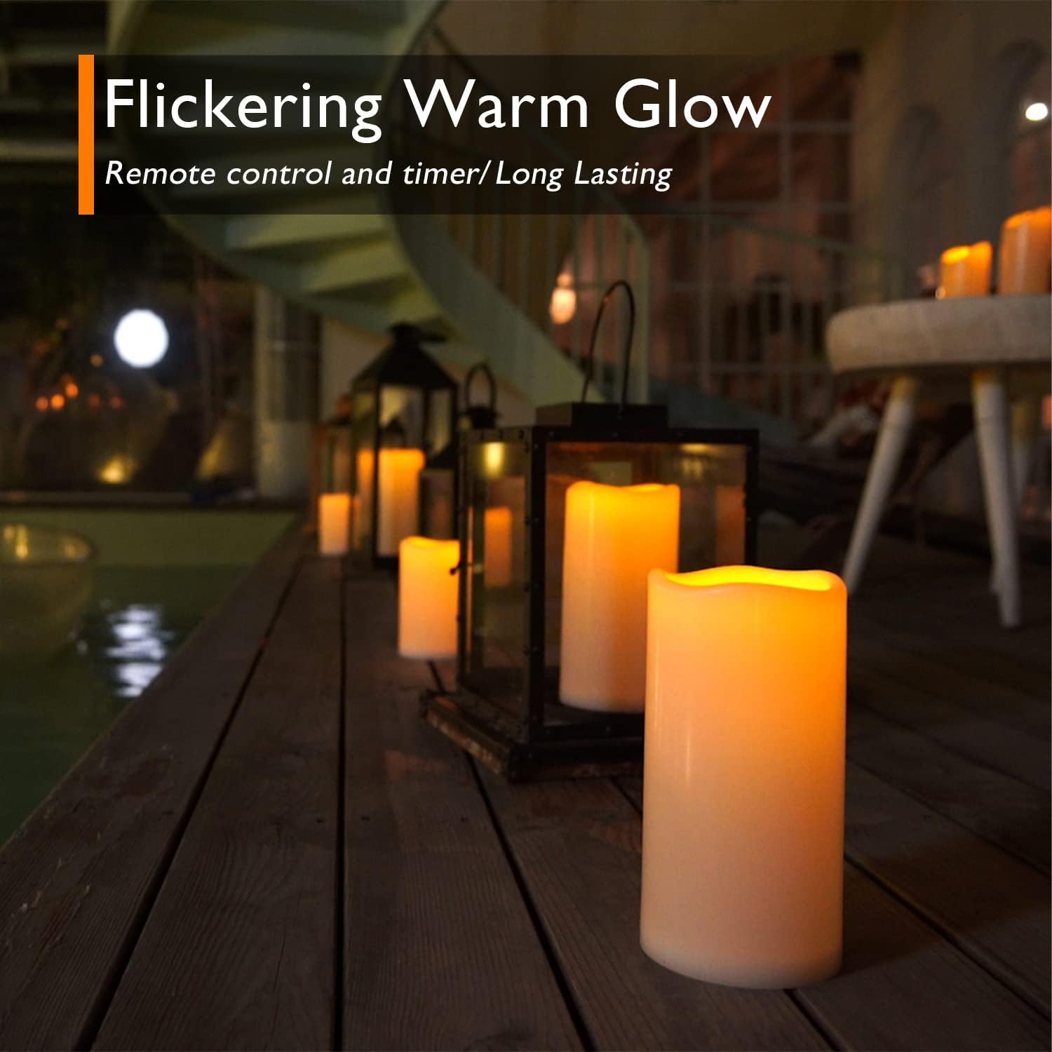 Homemory 10" x 4" Large Waterproof Outdoor Flameless Candles with Remote Control and Timer, Battery Operated Flickering