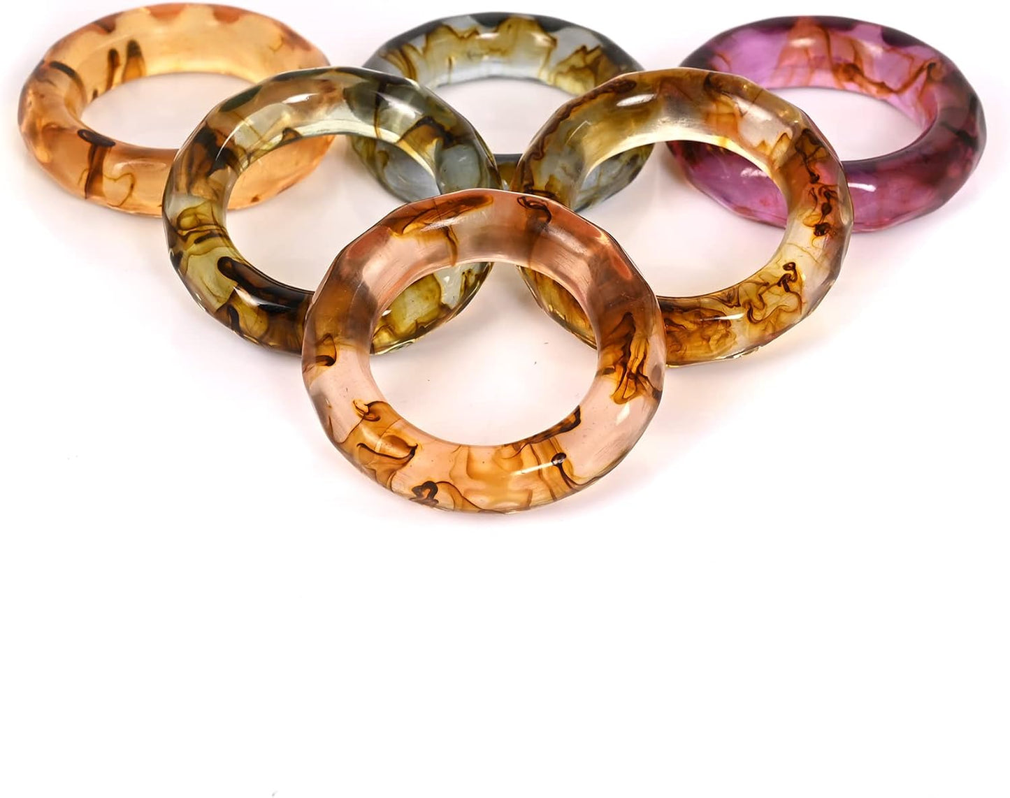Resin Napkin Rings, Set of 12, Spring Color Epoxy Holders | Epoxy resin, glossy finish, 2.5x2.5x0.5in, fits cloth