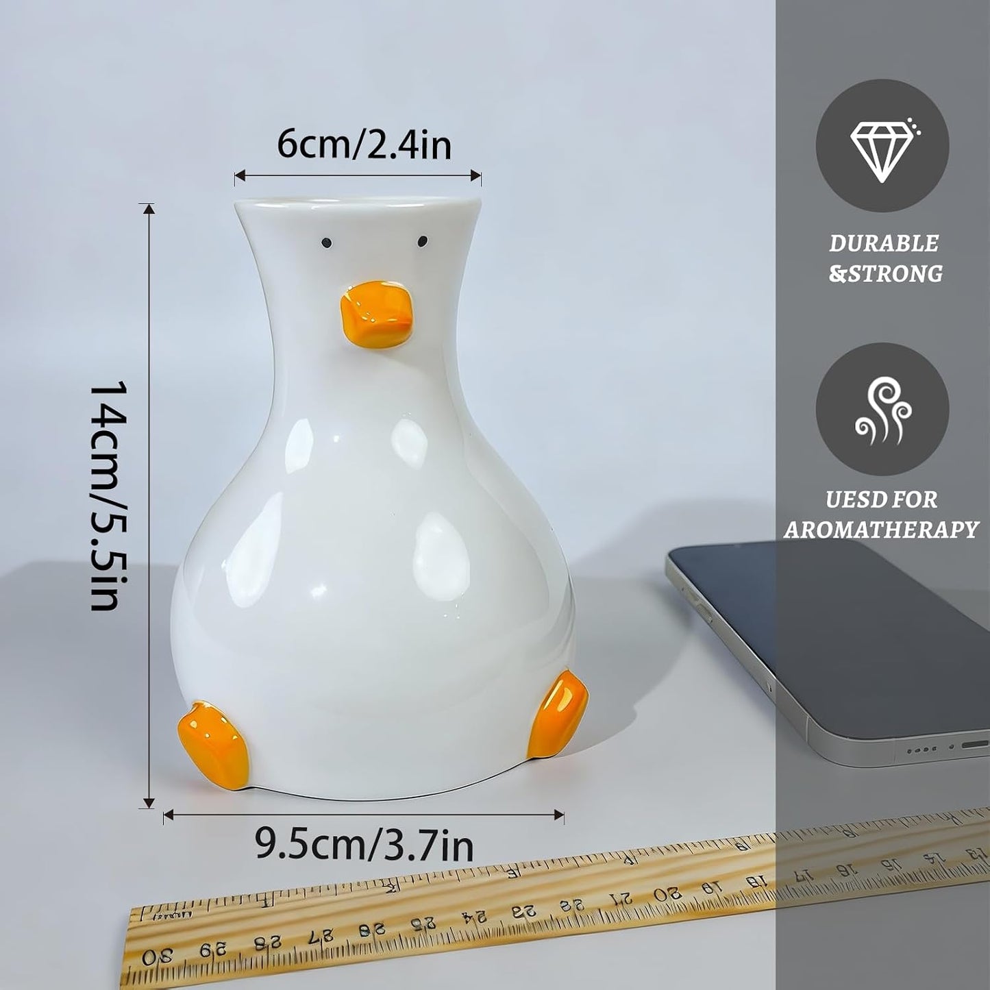 Animal-Themed Round Table Vase / Duck Vase / White