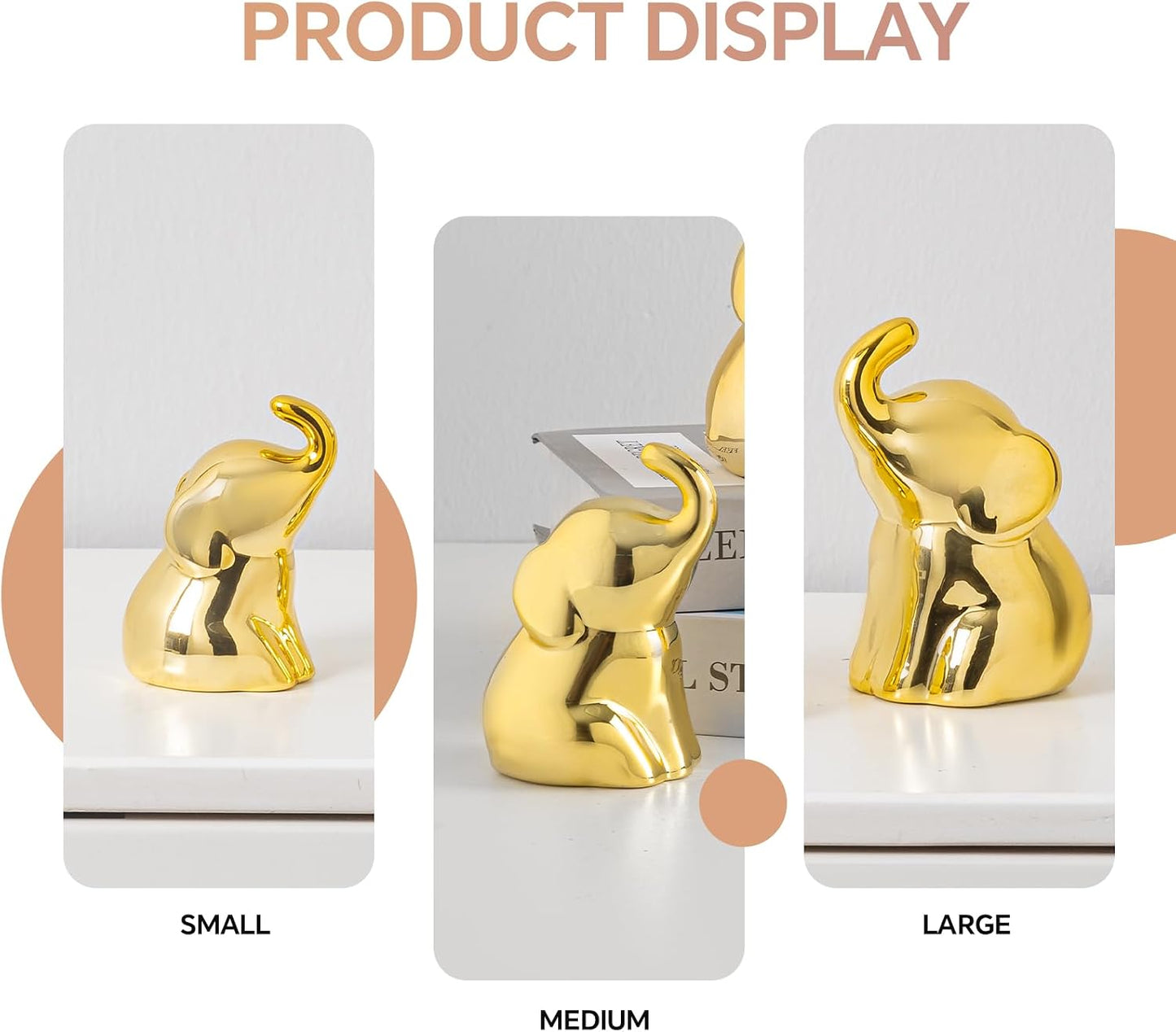 Elephant Statues / Gifts for Lover / Gold / Set of 3