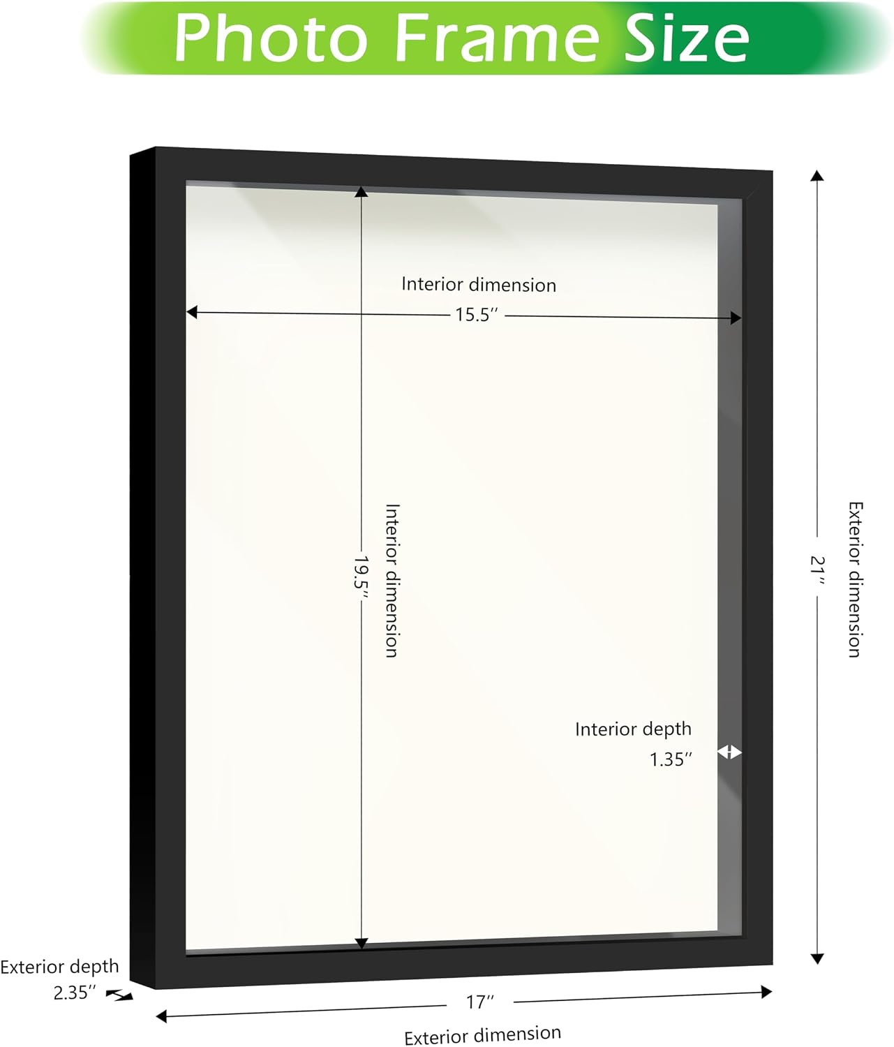 FrameWorks 16" x 20" Black Driftwood Wooden Shadow Box Frame – Soft Felt Back, Tempered Glass, and Included Elegant