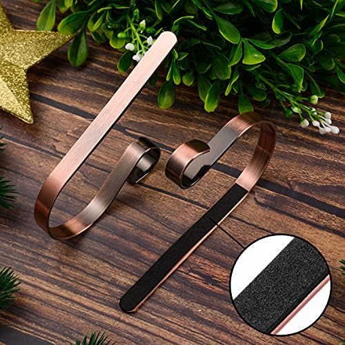 9 Pcs Christmas Stocking Holders Metal Mantel Stocking Hangers Adjustable Hanging Grip Stockings Clip Set (9, Antique Red)