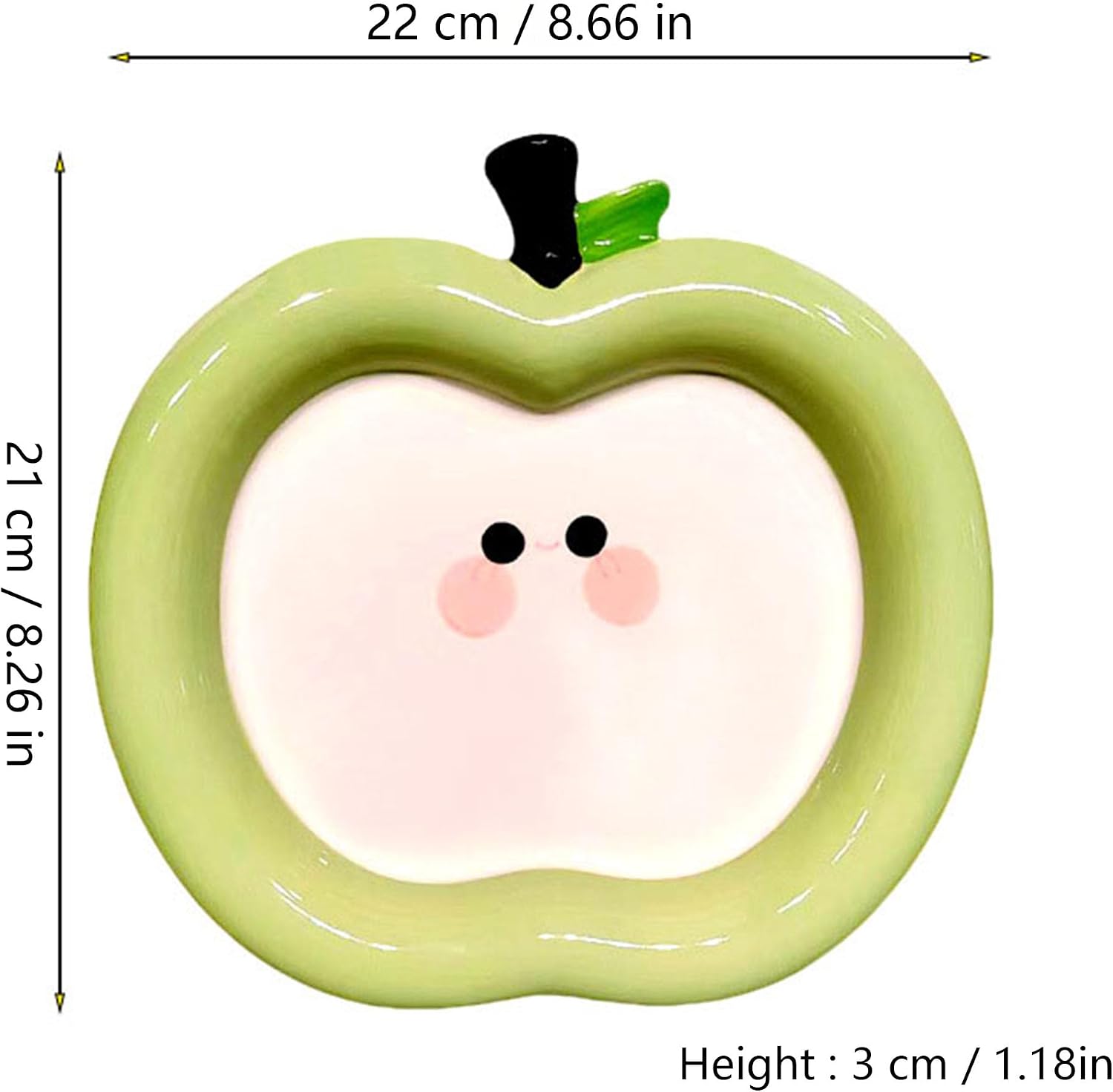 Green Apple Jewelry Tray Ceramic Ring Holder Dish " Key / #b Green Apple Jewelry Tray / 8.7 x 8.3