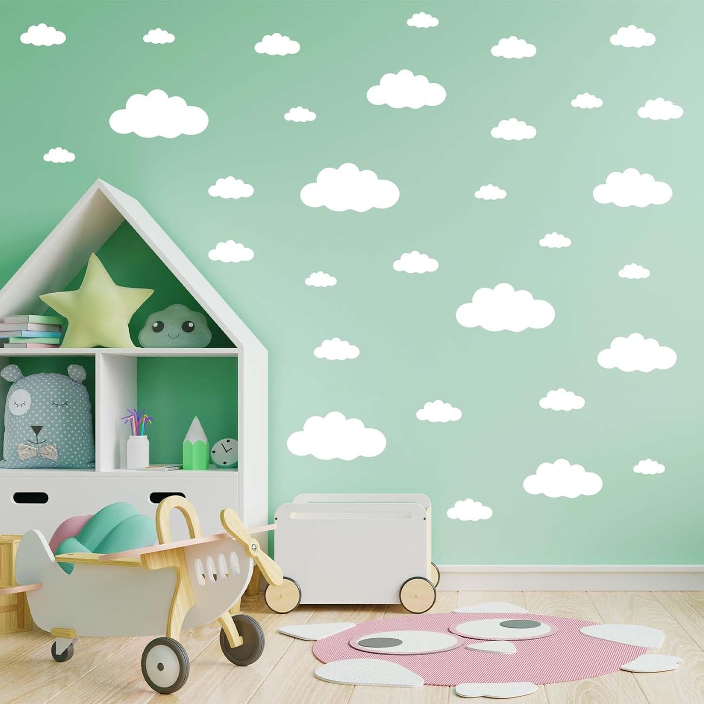 62PC Cloud Wall Stickers / Cloud-62pc / White