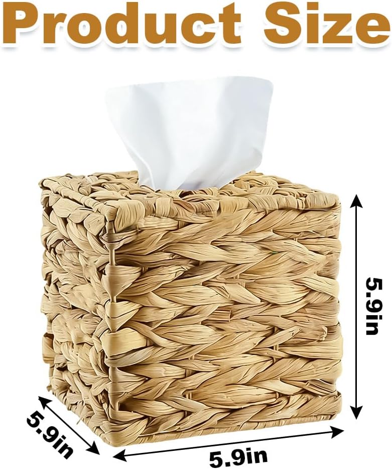 Natural Handmade Wicker Napkin Holder / Water Hyacinth Brown