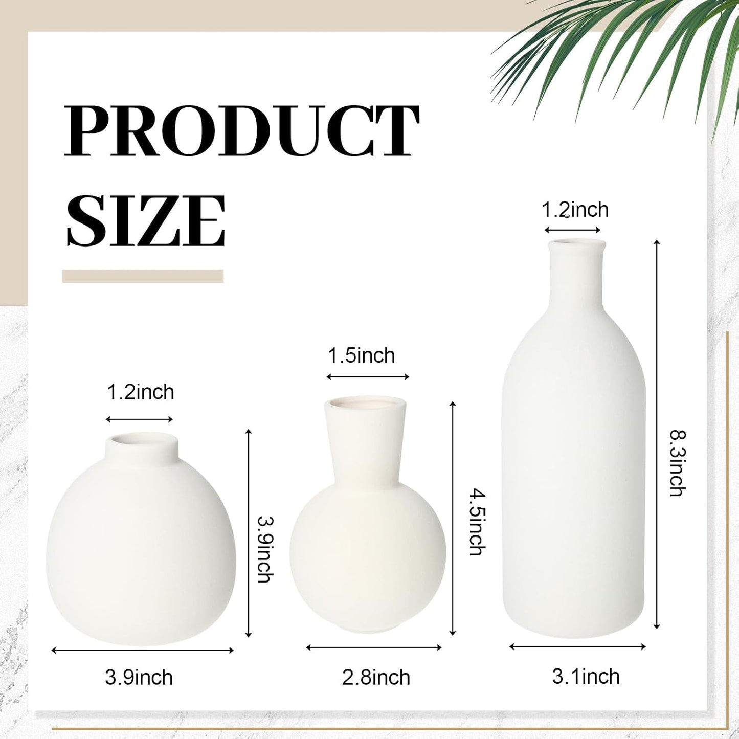 Country Style Ceramic Vase Set Table Centerpieces / White / Set of 5