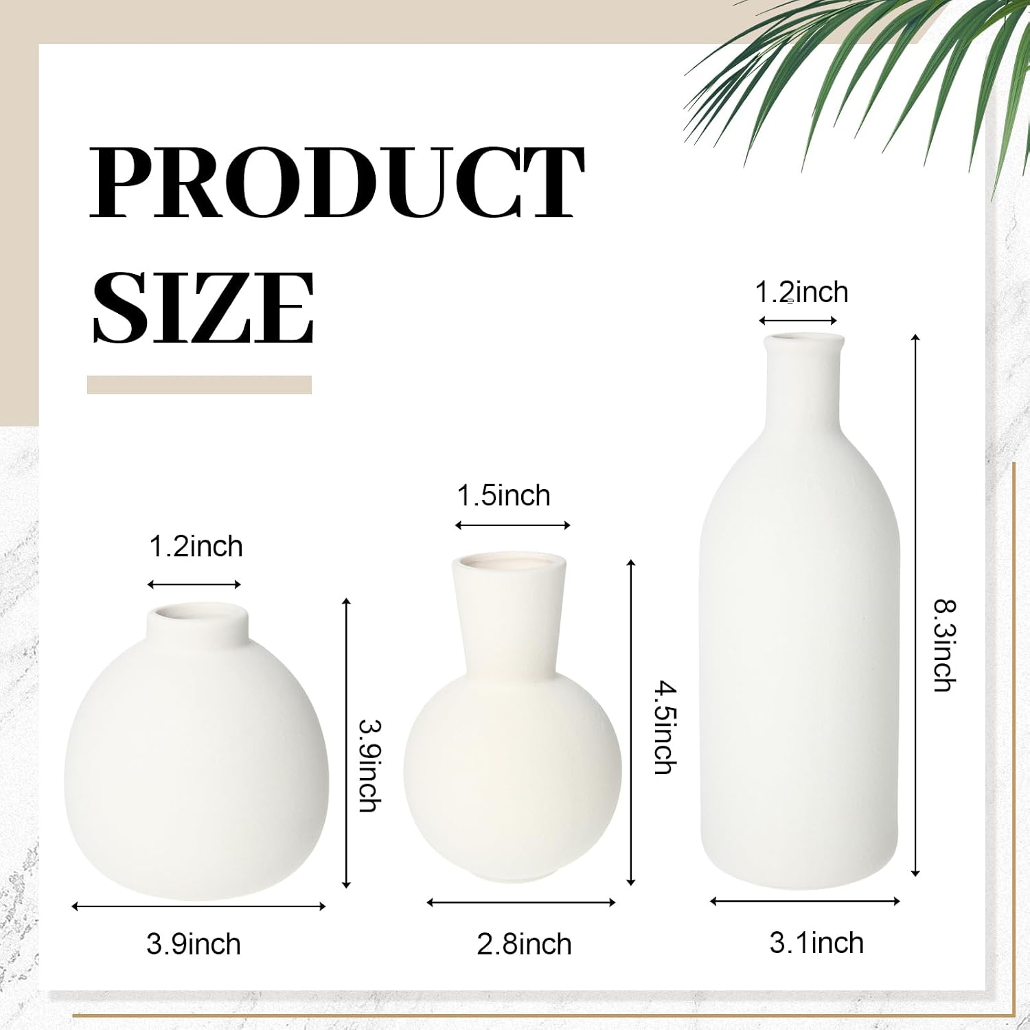 Country Style Ceramic Vase Set Table Centerpieces / White / Set of 5