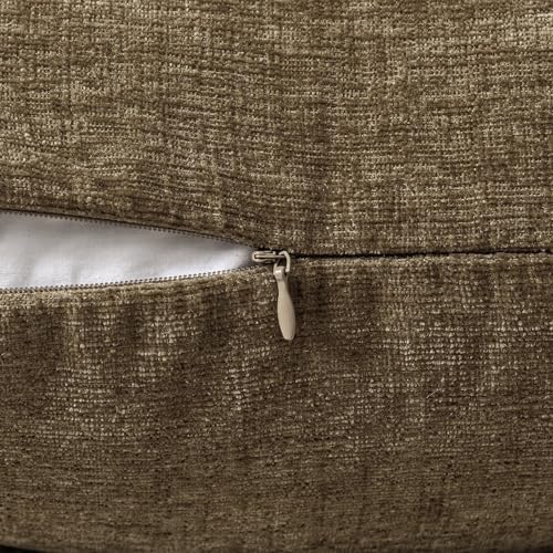 MIULEE Soft Chenille Fall Throw Pillow Covers Coffee 16x16 Inch Pack of 2