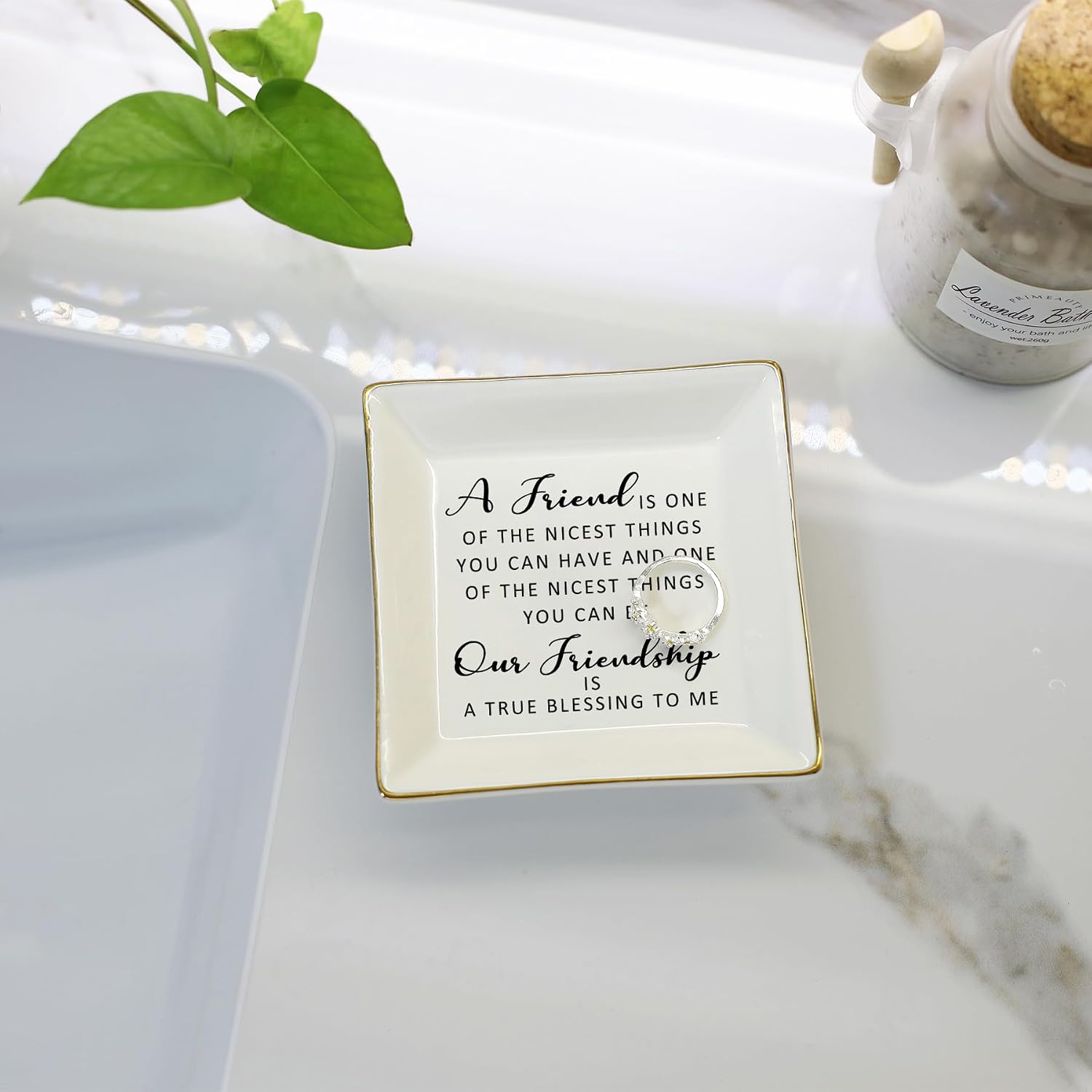 Friendship Quotes-Ceramic Jewelry Tray -A Friend is One of The / Frienship