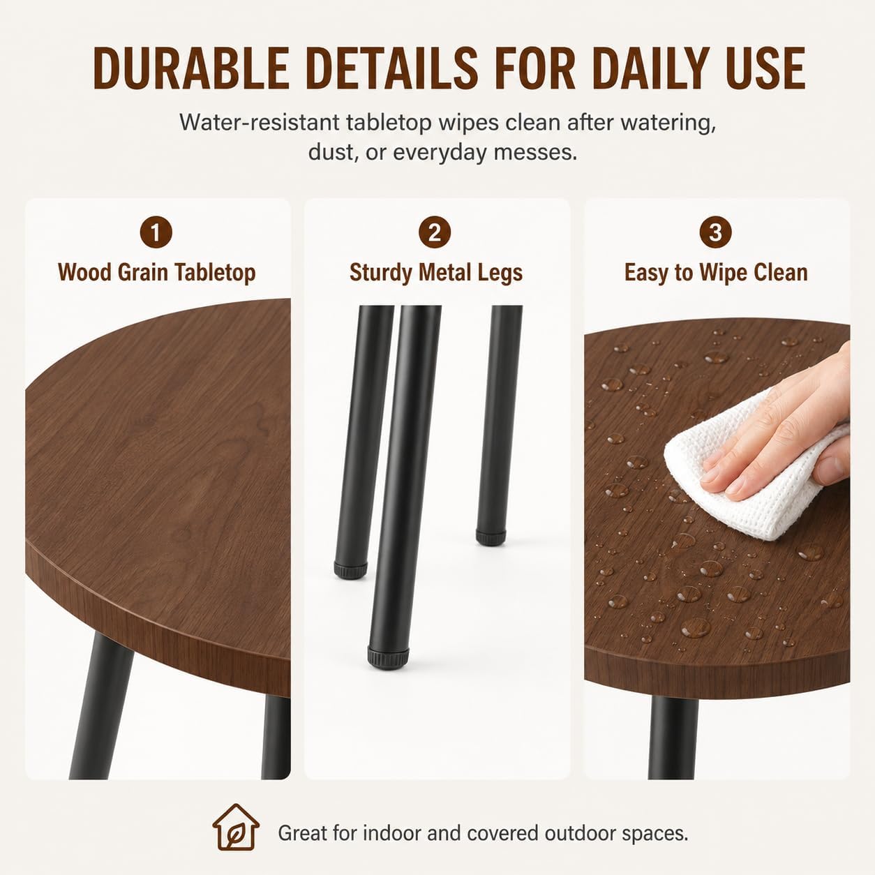 2 Pack Indoor Plant Stand: Round Plant Stand Indoor Small Plant Table | with Metal Legs - Indoor Plant Stands for