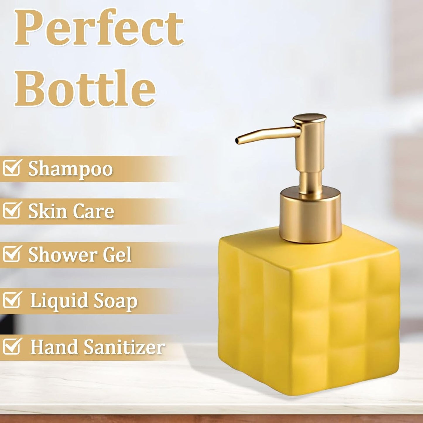 Hand Soap Dispenser Dish Cube Soap Dispenser Countertop 7.44 FL OZ. /220 ML Hand Lotion / Yellow