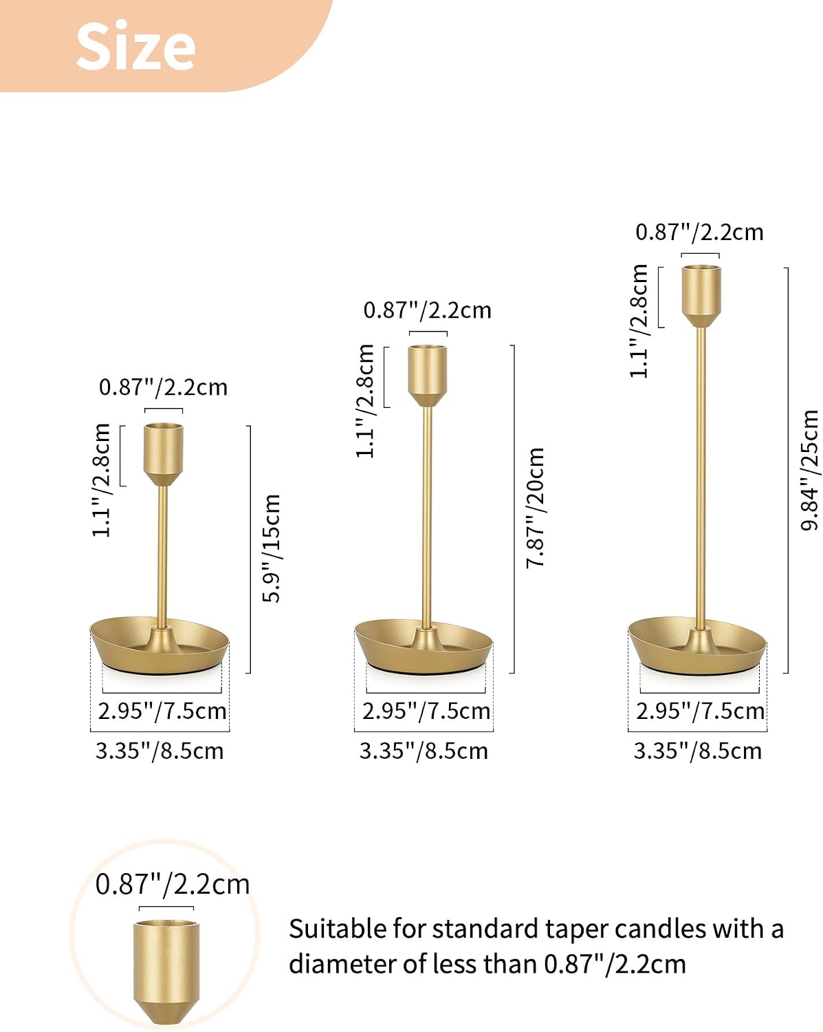 NUPTIO Taper Candle Holders for Wedding: 6 PCS Gold Matte Candles Stick Holder for Table Centerpiece - Bulk Candlestick
