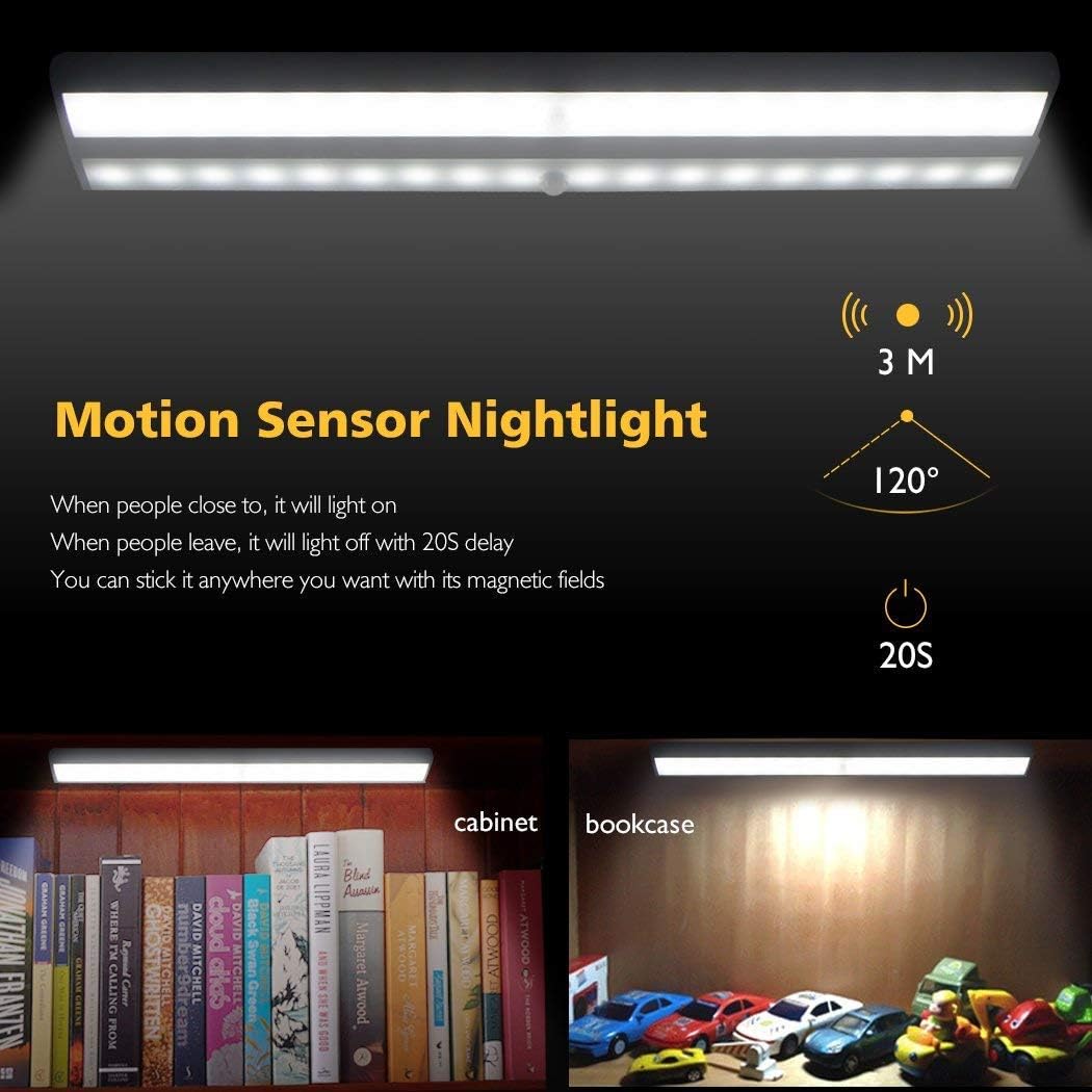 Wireless Motion Sensor Cabinet Lights 10-LED USB Rechargeable Closet Lights LED Under Cabinet Lighting for