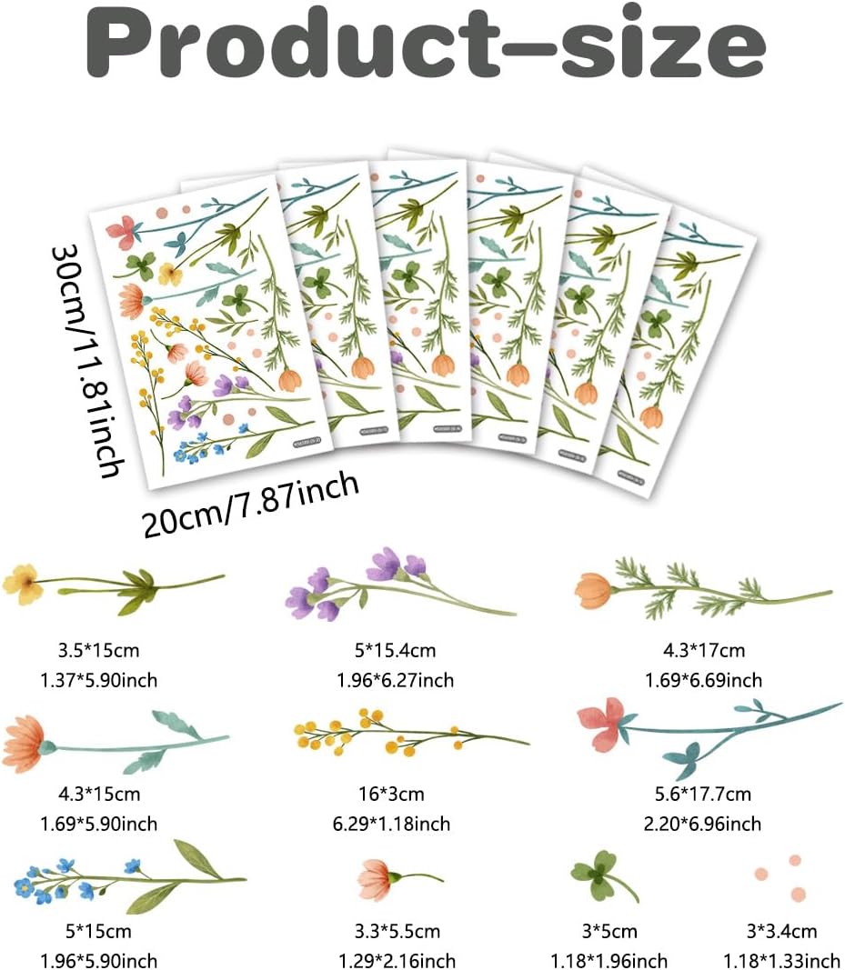 Boho Watercolor Flower Wall Stickers / Flower Wall Stickers-6589