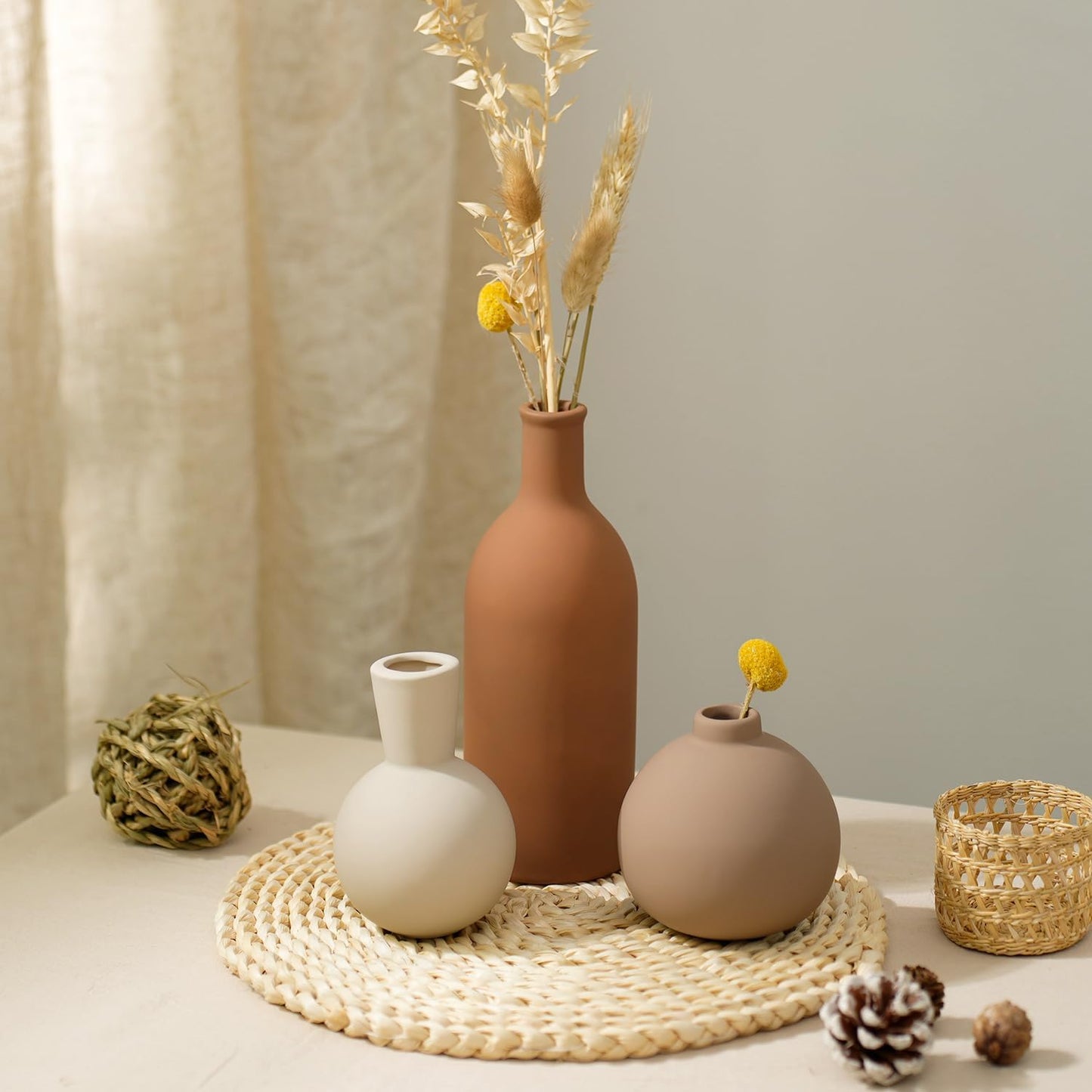 Ceramic Vase / Coffee Mix Set - White / Set of 3