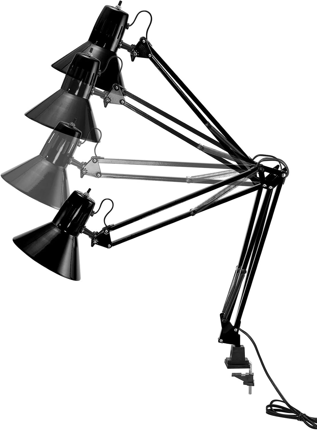 Bostitch Office VLF100 LED Swing Arm Desk Lamp with Clamp Mount, 36" Reach, Includes LED Bulb,Black