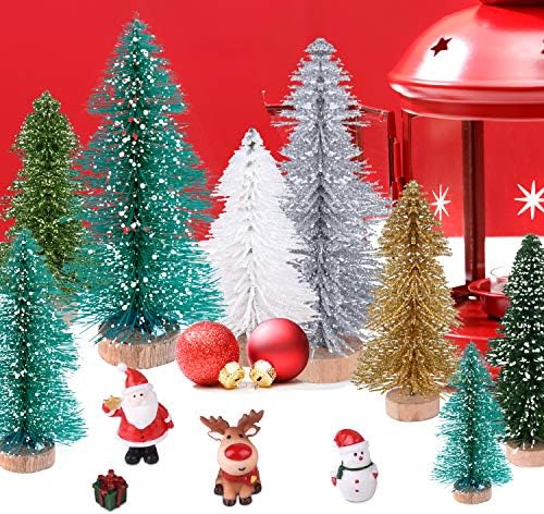 KUUQA 30Pcs Multicolor Mini Christmas Village Trees
