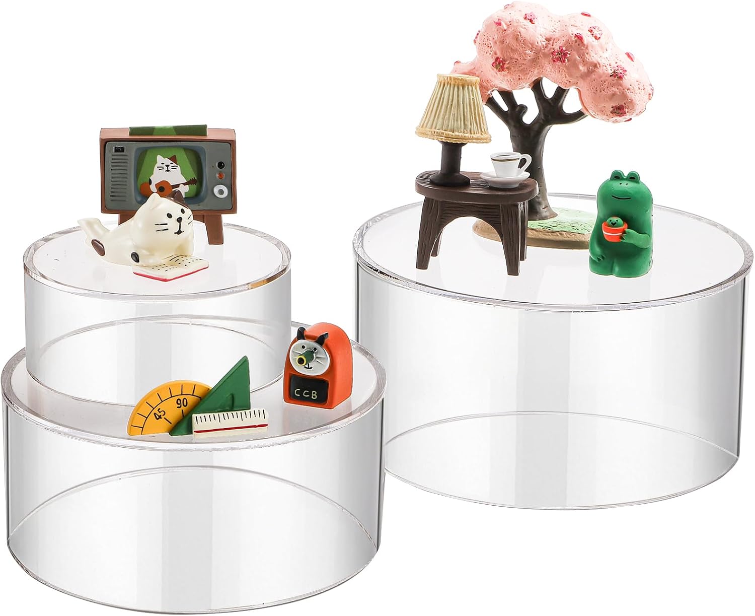Round Acrylic Cylinder Display Stand / 3.5 Inch / Set of 3