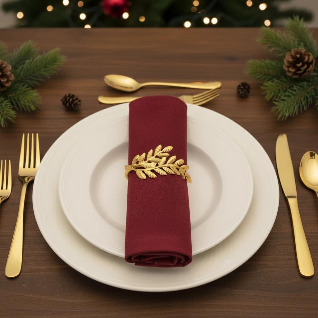 100 Pcs Gold Napkin Rings Bulk Delicate Napkin Holder for Dining Wedding Party Banquet Table Decroration Christmas and