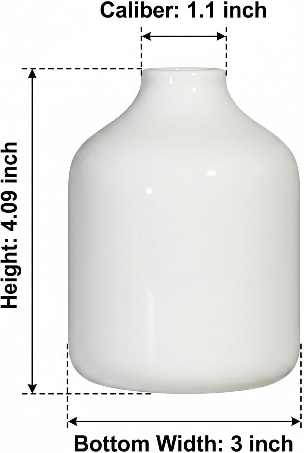 Ceramic Vase / Modern Minimalist Bottle Vase / White / 4 Inch