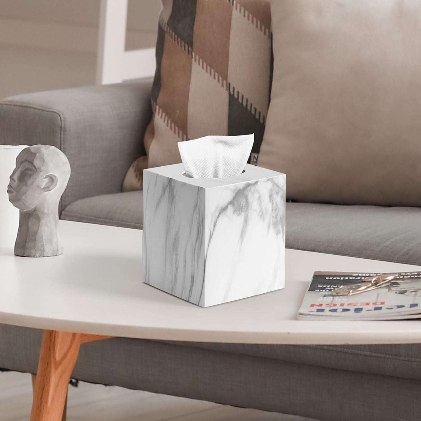 Modern Facial Paper Holder / Tissue Box Cover / Marble