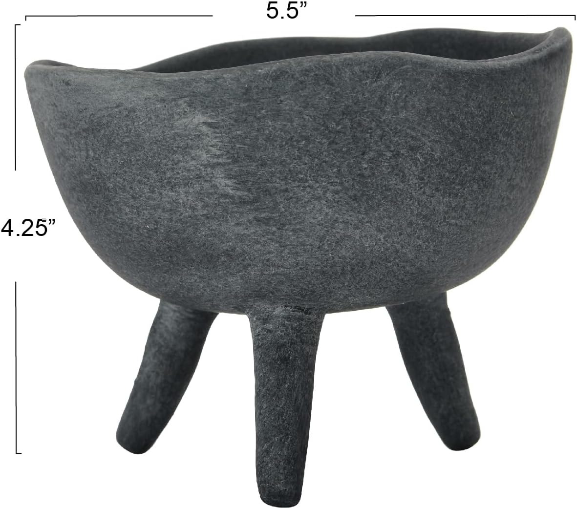 Creative Co-Op Boho Terracotta Footed Bowl / Slate Grey / Set of 4