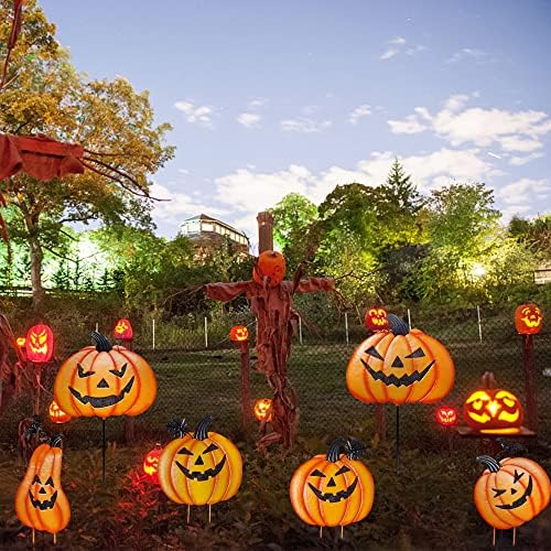 2 Pack Halloween Yard Decoration Stakes, Trick or Treat Happy Halloween Yard Signs for Halloween Outdoor Decor