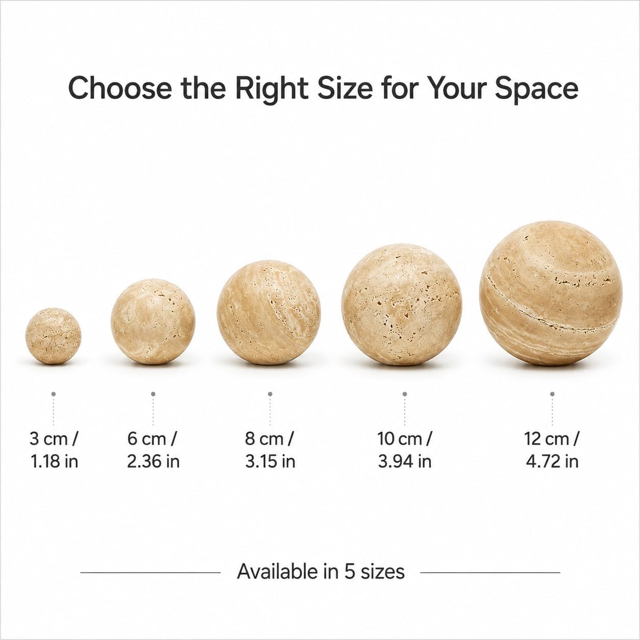 Stone Ball Decor / 12cm Diameter / Natural / 4.72 Inch