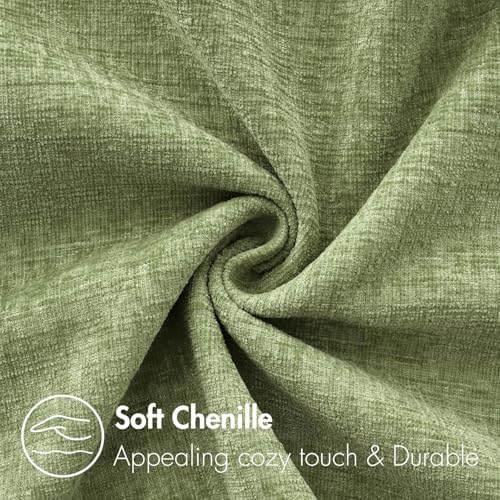 MIULEE Soft Chenille Lumbar Throw Pillow Covers Sage Green 14x22 Pack of 2