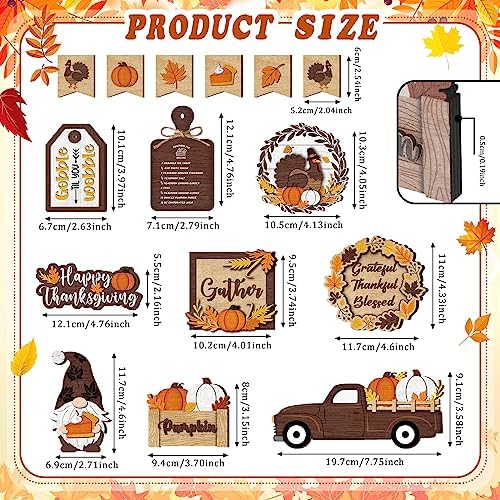 BBTO 15 Set Fall Tiered Tray Decor Rustic Farmhouse 3D Layered Wooden Signs
